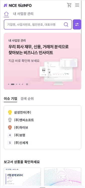 나이스비즈인포 모바일 웹					 					 대표 이미지